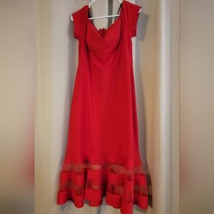 Red B. Smart Long Gown Dress - Size 14